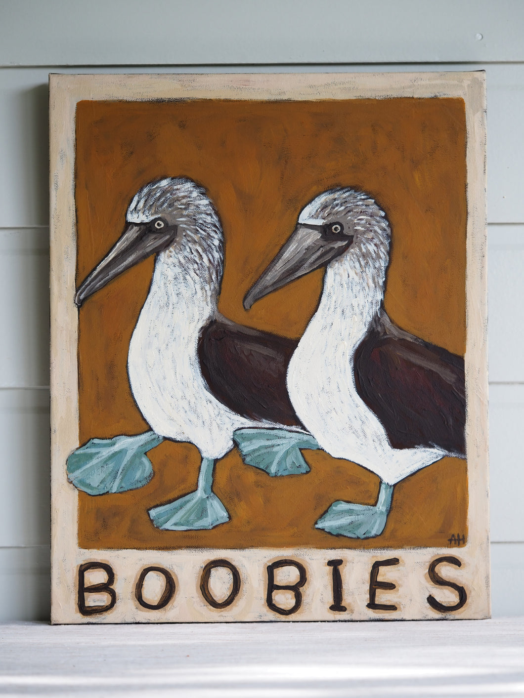 Blue Footed Boobies original artwork on canvas