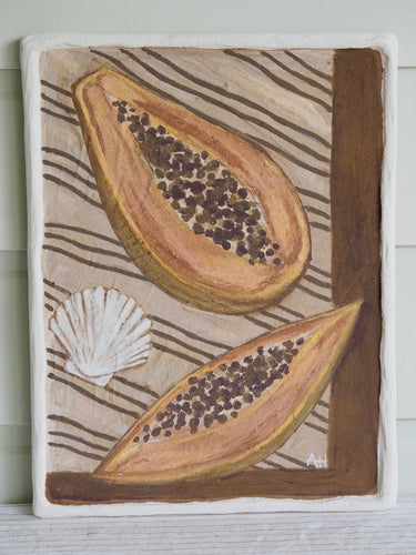 Papaya on Striped Cloth Original artwork