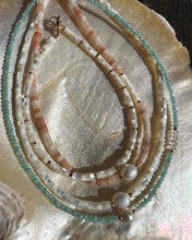 Island necklace - Faceted Amazonite & freshwater pearl