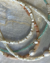 Island necklace - Peach Aventurine & freshwater pearl