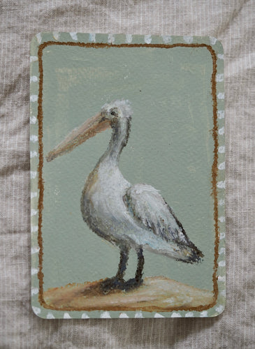 Amity Point Pelican original artwork on paper postcard