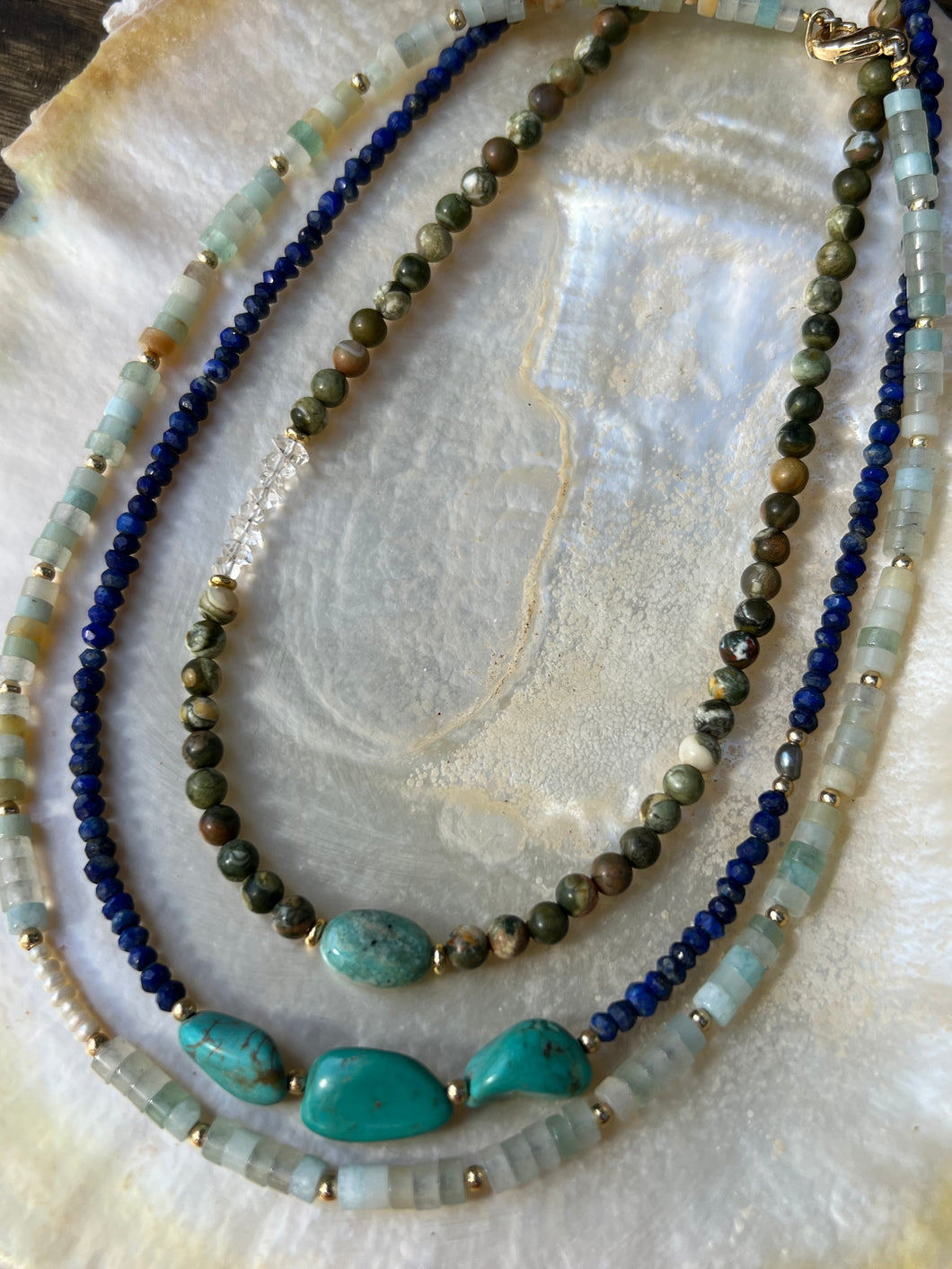 Island necklace - lapis lazuli and turquoise